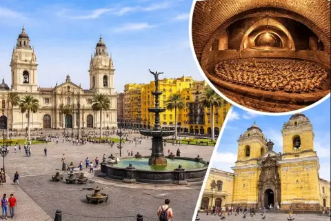 Stadstour Lima: Historisch centrum, Huaca Pucllana &amp; Catacomben met Pisco Sour